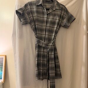 Alice + Olivia Black and White Plaid Mini Dress